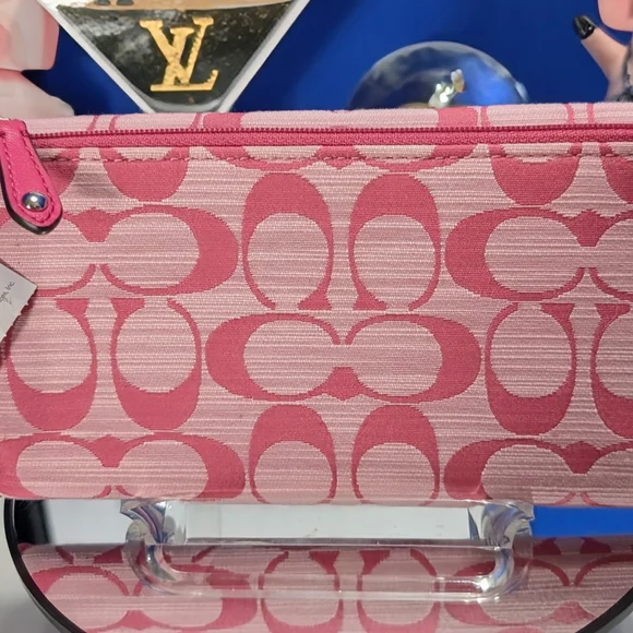 Coach Alexandra Slim Envelope Pink Signature Wallet Canvas And Leather - Picture 8 of 17